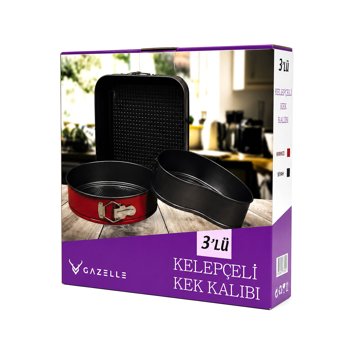 3 Parça Yuvarlak - Renkli Kelepçeli Metal Kek Kalıp 24-26-28 cm