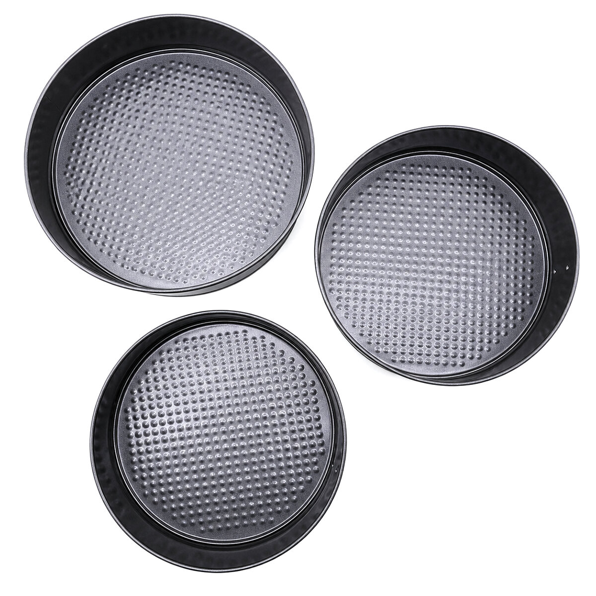 3 Parça Yuvarlak - Renkli Kelepçeli Metal Kek Kalıp 24-26-28 cm