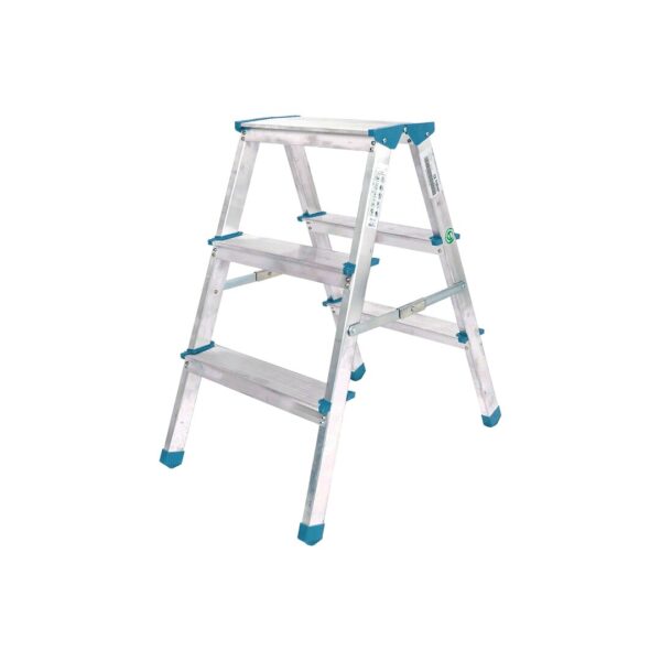 3+3 Çift Basamaklı Alüminyum Metal Merdiven Yükseklik - 69 cm Baş Genişlik - 8 cm