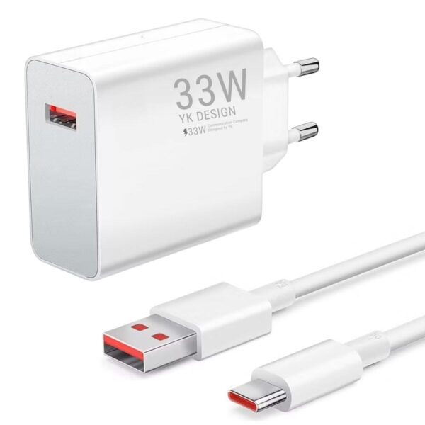 33W Hızlı Şarj Adaptörü – Type-C Kablolu, USB Çıkışlı, Akıllı Şarj Destekli Duvar Tipi Şarj Cihazı