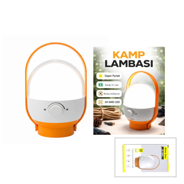 34 LED Kamp Lambası - Fener USB Şarjlı Ayarlanabilir Işık 4.8 W - 2400 mAh St-5661