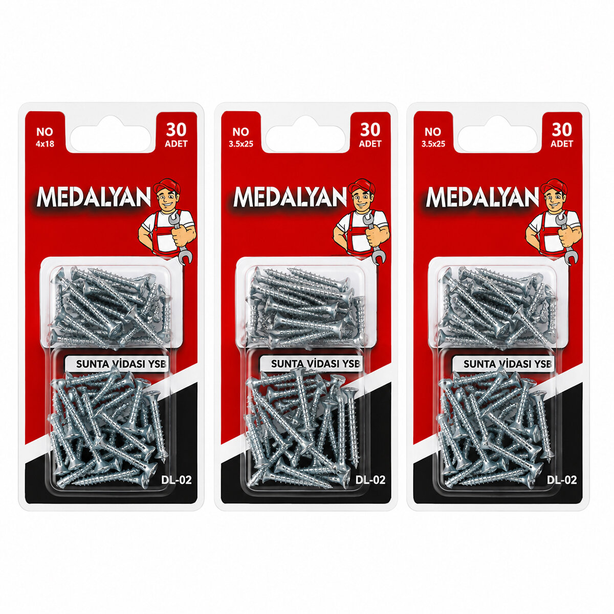 360 Adet 3.5x25 Sunta Vidası 12x30pcs