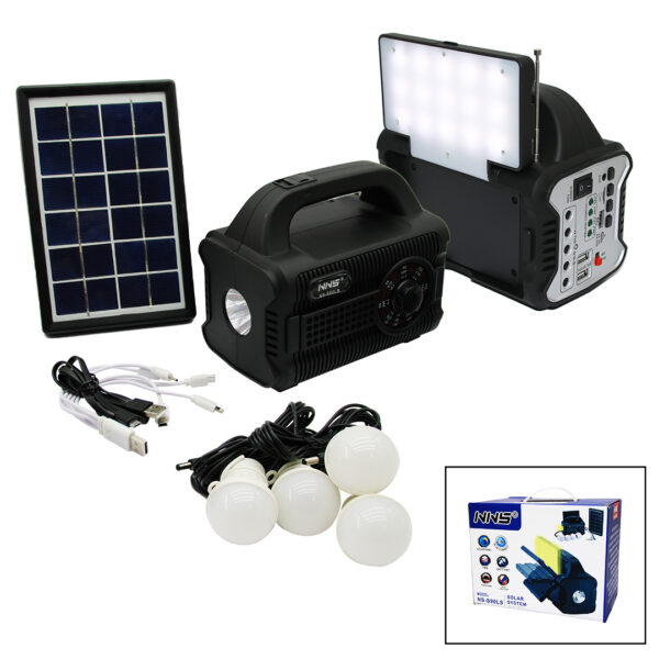 3ın1 - Solar 2in1 Sabit+oynar Başlı El Feneri - Radyo - Mp3 Bluetooth - USB/ Tf Port - 4 Parça Ampul Kablolu - Powerbank