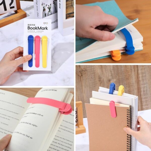 3’lü Otomatik Kitap Ayıracı – Akıllı Silikon Yer İmi Klips Seti, Okuma Severler İçin Pratik Kitap Aksesuarı