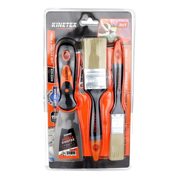 3pcs Boyacı - Nalbur Set 50 mm Spatula - 2x Kestirme Fırça