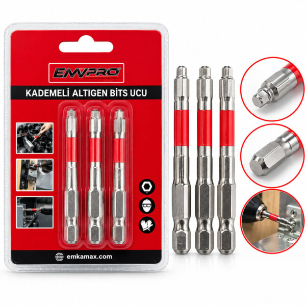 3pcs Kademeli Alyan Bits Ucu - Çok Fonsiyonlu 65 mm/2.56 Oın