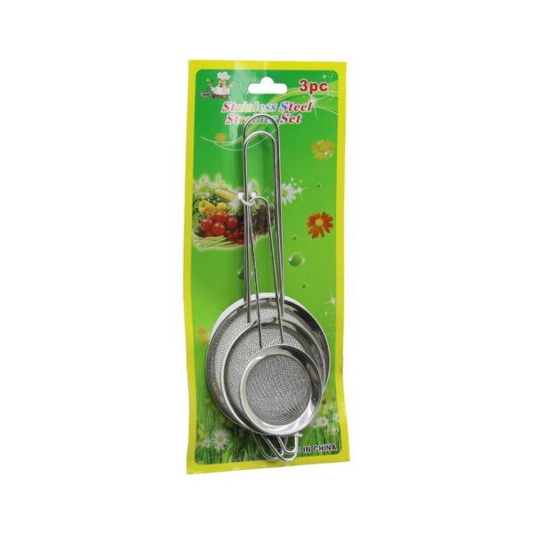 3pcs Set Mini - 5-7-8 cm Tel Süzgeç Metal Çerçece Metal Sap - 8.5-10.5-10.5 cm