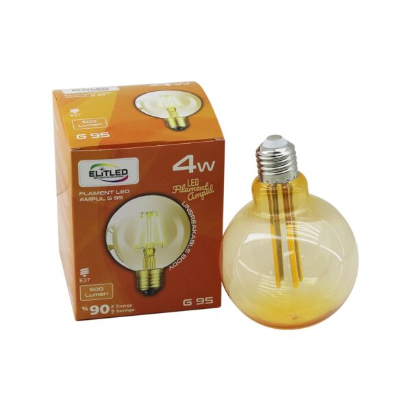 4 W - E27 Gold Color Flament Rustik Ampul 400lumen - 2200k Kırılmaz Gövde
