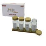 4pcs Bambu Kapaklı Cam Tuzluk - Biberlik - Baharatlık 120 ml