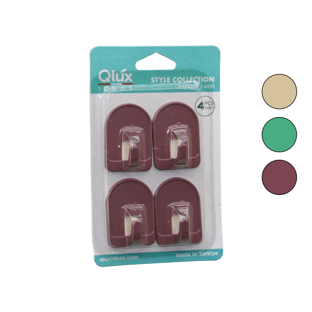 4pcs Dome Askı No-1 Rekli Plastik Yapışkanlı Montaj