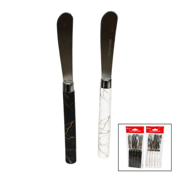 5 Parça Uzun Kahvaltı Bıçak - Mermer Desen Saplı 16.5 cm