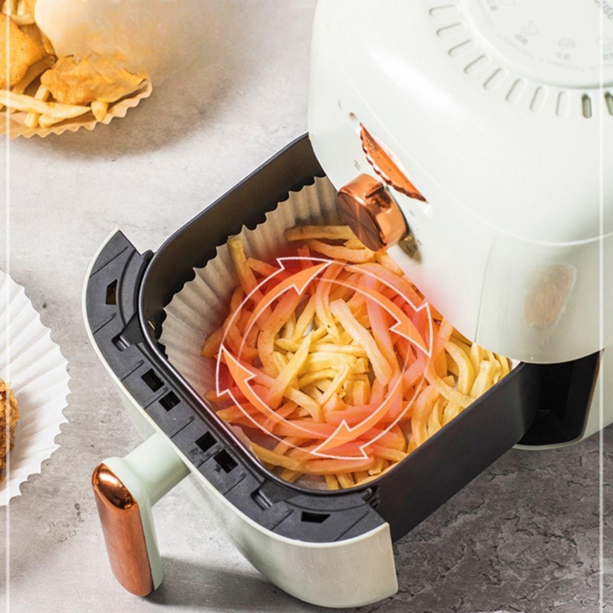 50 Adet Air Fryer Pişirme Kağıdı Tek Kullanımlık 23 Cm Yuvarlak Pişirme Kağıdı XXL PVC li
