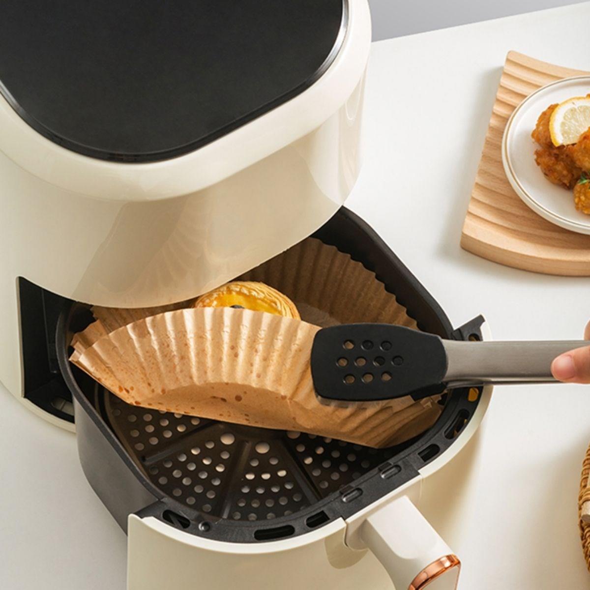 50 Adet Air Fryer Pişirme Kağıdı Tek Kullanımlık 23 Cm Yuvarlak Pişirme Kağıdı XXL PVC li