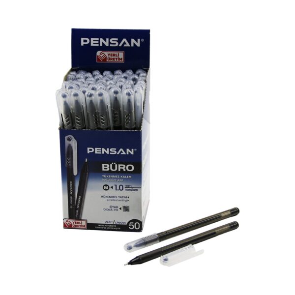 50 Adet Pensan Büro Siyah Tükenmez Kalem M-Medium - 1.0 mm Uç