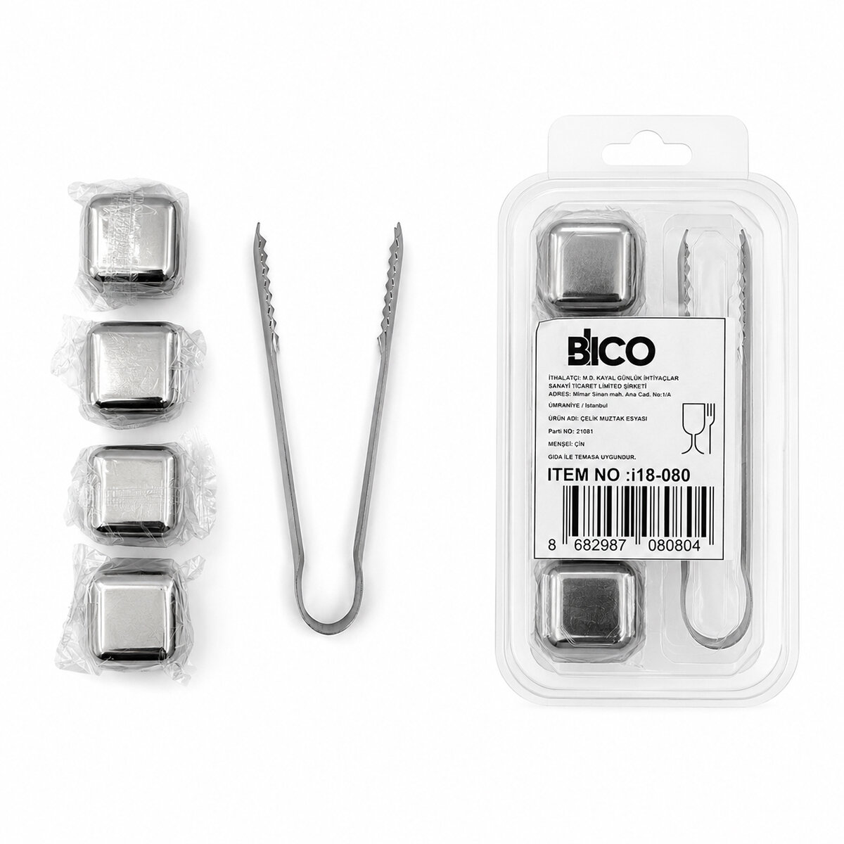 5pcs - 4 Küp - Maşa Küp Şekli Metal Buzluk