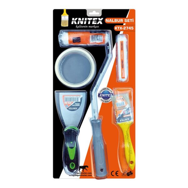 5pcs Boyacı - Nalbur Set Spatula - Kestirme Fırça - Yedek Rulo - Bant - 10 cm Fırça