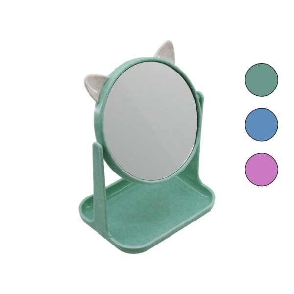 6 İnç - 15 cm Yuvarlak Kulaklı Makyaj Aynası Renkli Plastik Takılık Sepetli - 12x15.5cm