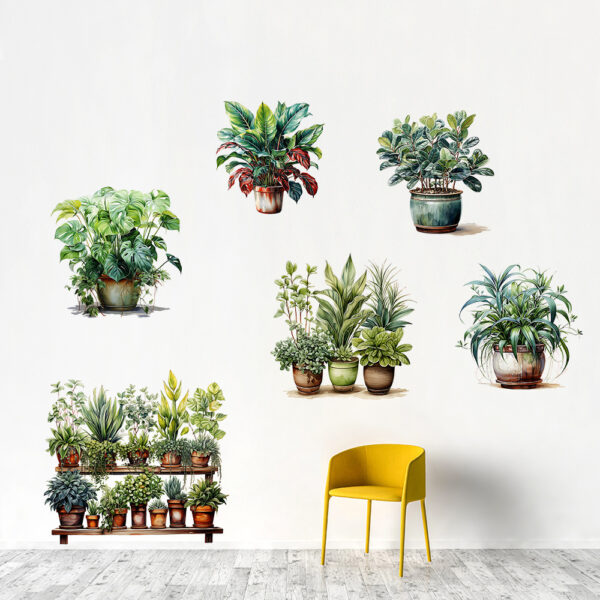 6 li Sticker Saksılı Çiçek Modelleri