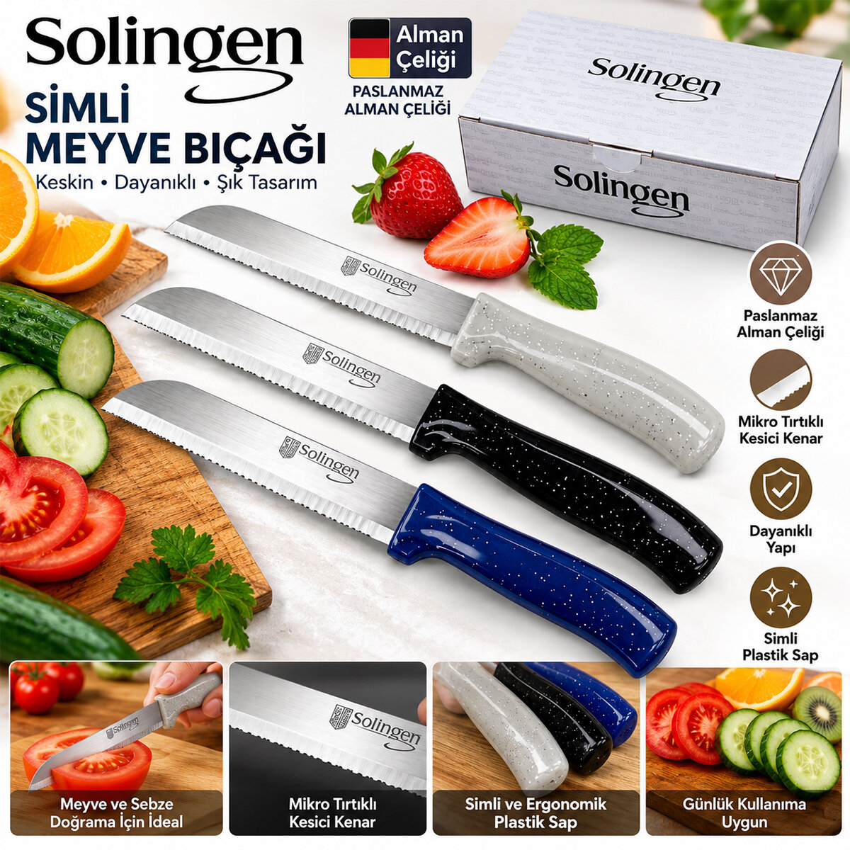 60 Adet Simli Meyve Bıçak