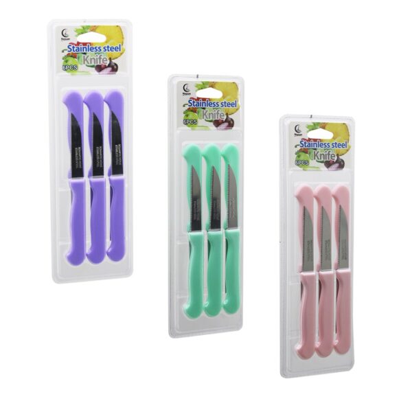 6pcs Meyve Bıçak Renkli Plastik Saplı Vakumlu Ambalaj Brkt-806155