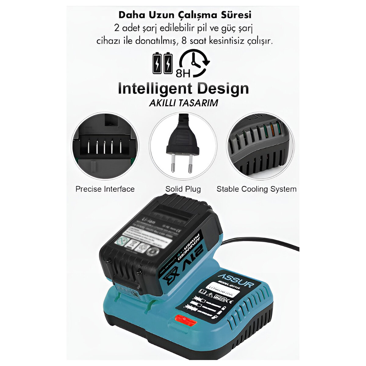 6pcs Usta Elektrikli Alet Seti Şarjlı - 21 V Spral Taşlama - Hilti - Bağ Makas - Somun Sökme - Darbeli Vidalama - Budama Testere Plastik Çantal Asr-1111