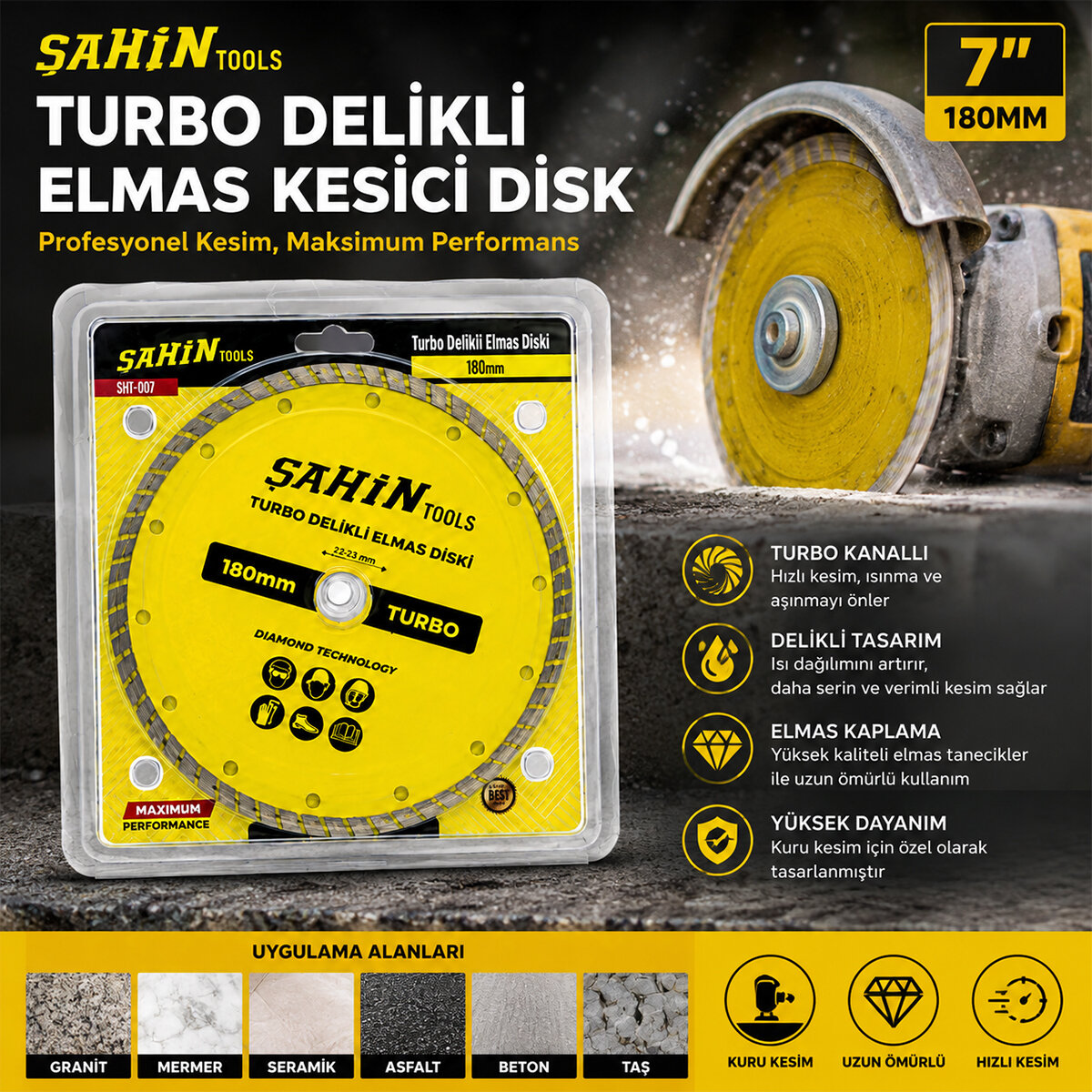 7 İnç - 180 mm Mermer Kesici Disk Ty-157