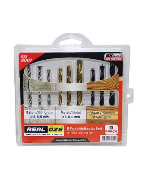 9 Parça Matkap Ucu Seti Beton - Metal - Ahşap - 5-6-8 mm