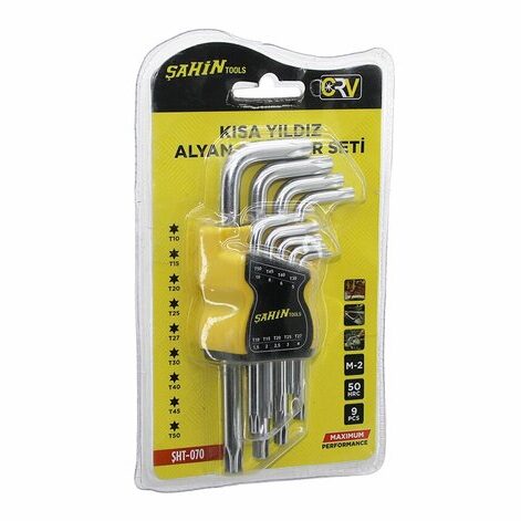 9 Pcs Kısa Yıldız Alyan Anahtar Seti M-2 - 50hrc