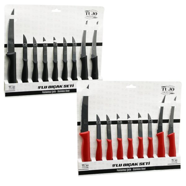 9pcs Tırtırlı Bıçak Seti 1ad 24 cm Ekmek 2ad 10 cm Sebze 6ad 6.5 cm Meyve