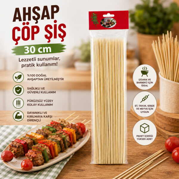 Ahşap Çöp Şiş 30 cm 46pcs