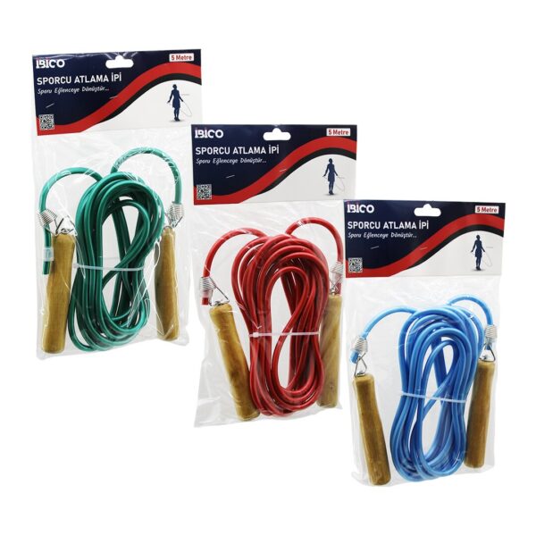 Ahşap Saplı PVC Atlama İpi Renkli 5 m
