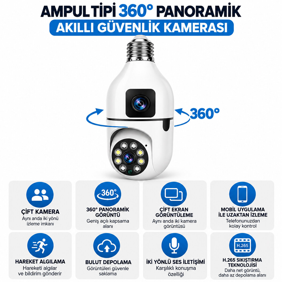 Aı Smart Kamera Yapay Zeka ile İnsan Takibi Duy 360° Dönebilen - Alarm Sistemi - Konuşma Özellikli Int-Cmr40