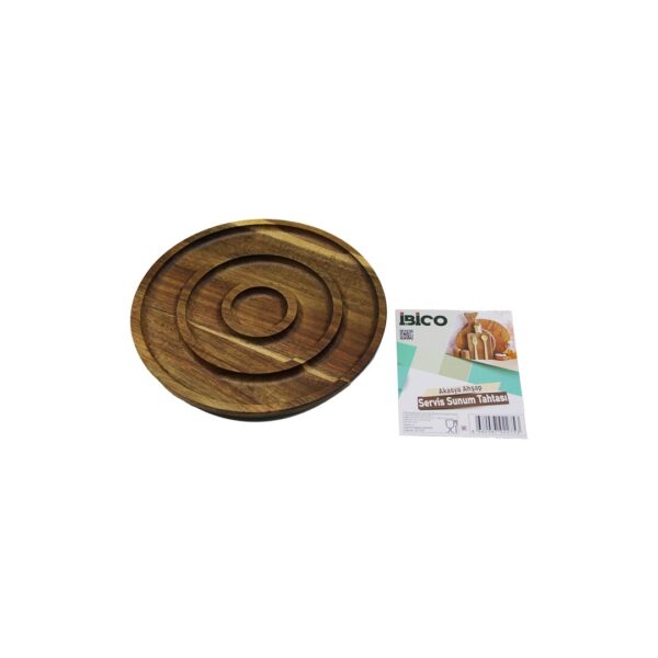 Akasya Yuvarlak 2 Bölmeli - 1+1 Ahşap Servis Sunum Tepsi - Tahtası 20 X 1.4 cm