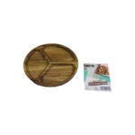 Akasya Yuvarlak 3 Bölmeli Ahşap Servis Sunum Tepsi - Tahtası 20 X 1.4 cm