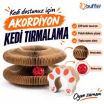 Akordiyon Karton Kedi Tırmalama Oyuncağı – Mıknatıslı Katlanabilir Etkileşimli Kedi Oyuncağı,Pençe Tahtası