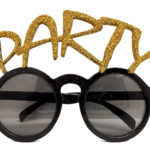Altın Simli Party Yazılı Parti Gözlüğü Show 15x7 cm
