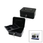 Anahtarlı Küçük Metal Para -Değerli Eşya Kutusu 2kat - Tek+6 Bölme Taşıma Kulp - 15.2x11.8x8cm