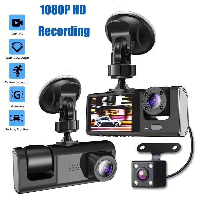 Araç Araba Kamerasi Black Box Traffic Recorder 3 Kameralı