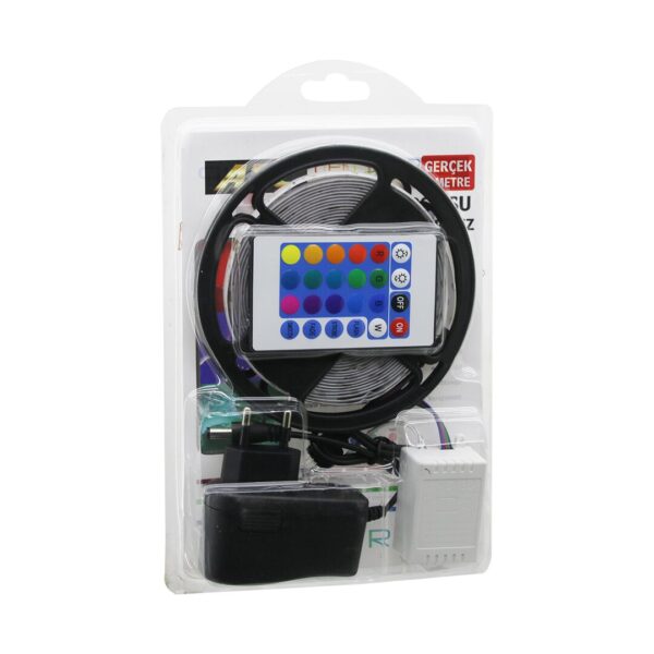 Atc LED Strıp El-07-Rus-K 5 m Kumandalı - Adaptörlü RGB Renkli Şerit LED Ip65 - Su Geçirmez Smd - 2835 54leds/M
