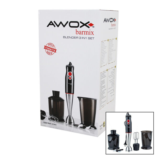 Awox Barmix 3in1 Blender Seti Çelik 2li Mikser Çelik Rondo Bıçak Çelik 4 Kanatlı Bıçak 1000 W