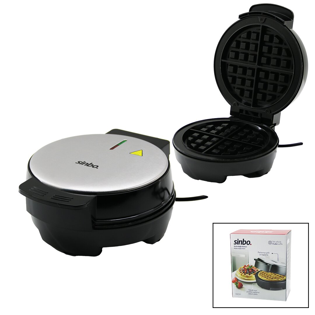 Belçika Waffle Makinesi Elektrikli 4 Waffle - Yapışmaz Döküm Plaka Paslanmaz Çelik Üst Kaplama Ssm-2591