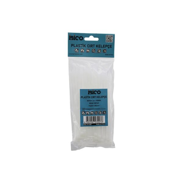 Beyaz 3.6x150mm Plastik Cırt Kelepçe 100pcs