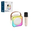 Beyaz Karaoke Mikrofonlu Wireless Hoparlör - Speaker Işıklı USB Şarjlı BT - Tf Card - AUX 5 W