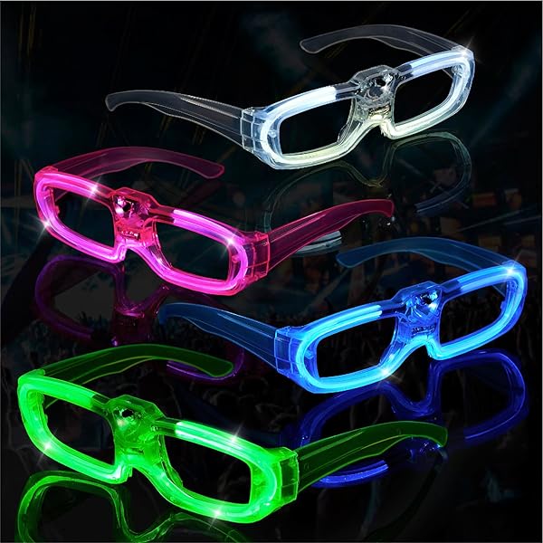 Beyaz LED Işıklı Parti Gözlüğü 3 Modlu – Glow - Gece Eğlence Gözlüğü