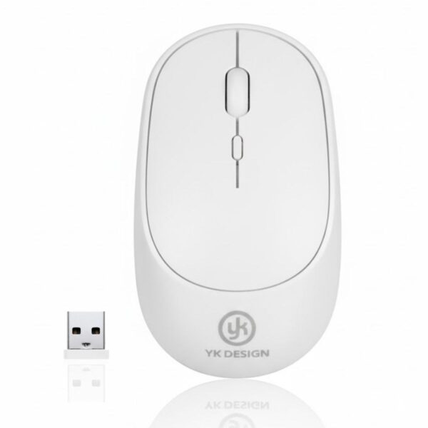 Beyaz Renkli Ergonomik Sessiz Kablosuz Mouse – USB Alıcılı, Ofis ve Oyun İçin Konforlu Bilgisayar Faresi MS6310
