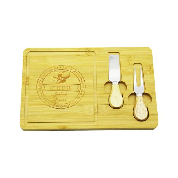 Bıçak Sağ 19x29cm -1.5 cm Ahşap Bambu Kahvaltı Peynir Sunum Tabak 2peynir Bıçak - Ahşap Saplı