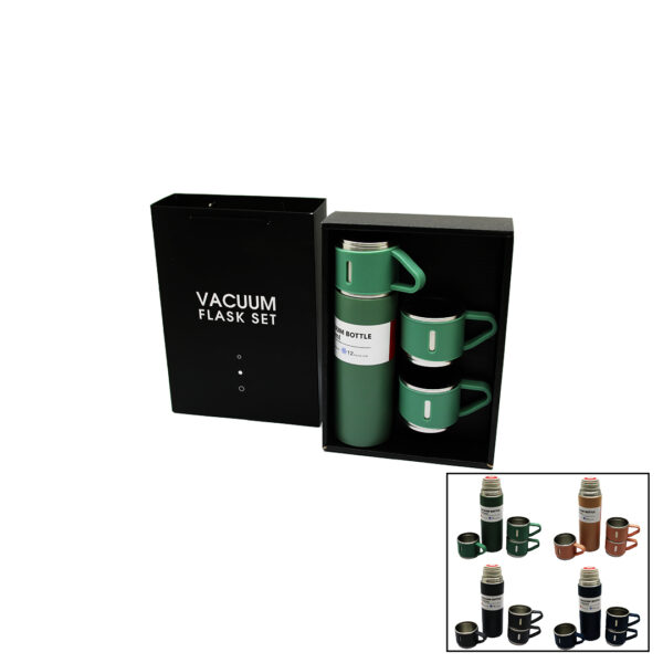 Çantalı 500 ml 3 Parça Bardaklı Çelik Termos Seti