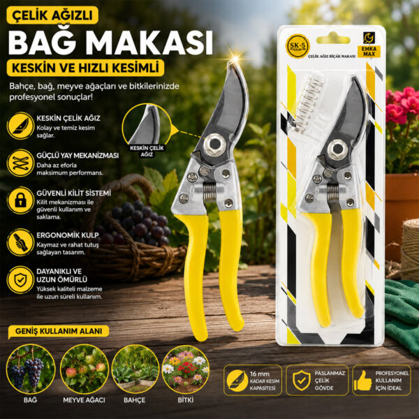 Çelik Ağızlı Bağ Makas