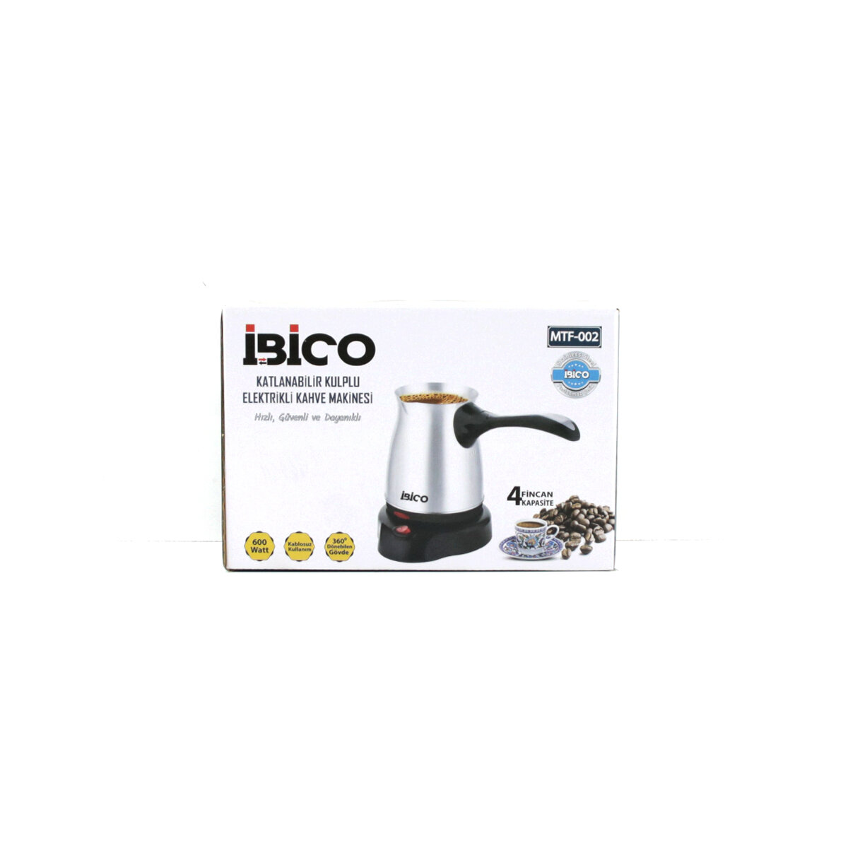 Çelik Elektrikli Cezve Türk Kahve Makinesi - 4fincan - 400 ml Kablosuz Kullanım- 360°döner 600 W Mtf-002
