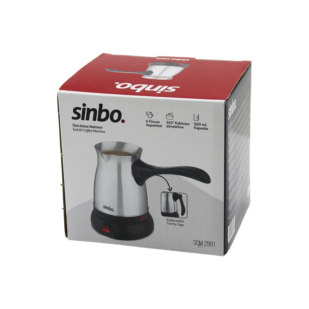 Çelik Elektrikli Cezve Türk Kahve Makinesi - 6fincan - 500 ml 360 Derece Kablosuz Kullanım Katlanır Kulp 600 W Scm-2991